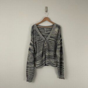 Free People Mercury Gray Heathered Henley Sweater Size Large